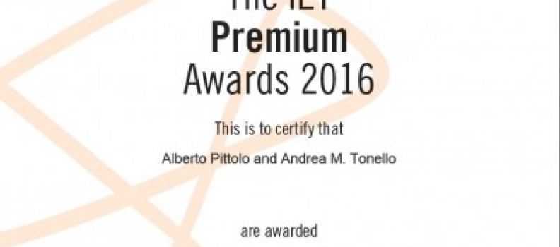 Won the IET 2016 Premium Award